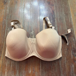 Cacique Bare Solution Strapless Multi-Way Bra - 42F - Nude Cafe Lane Bryant NWT